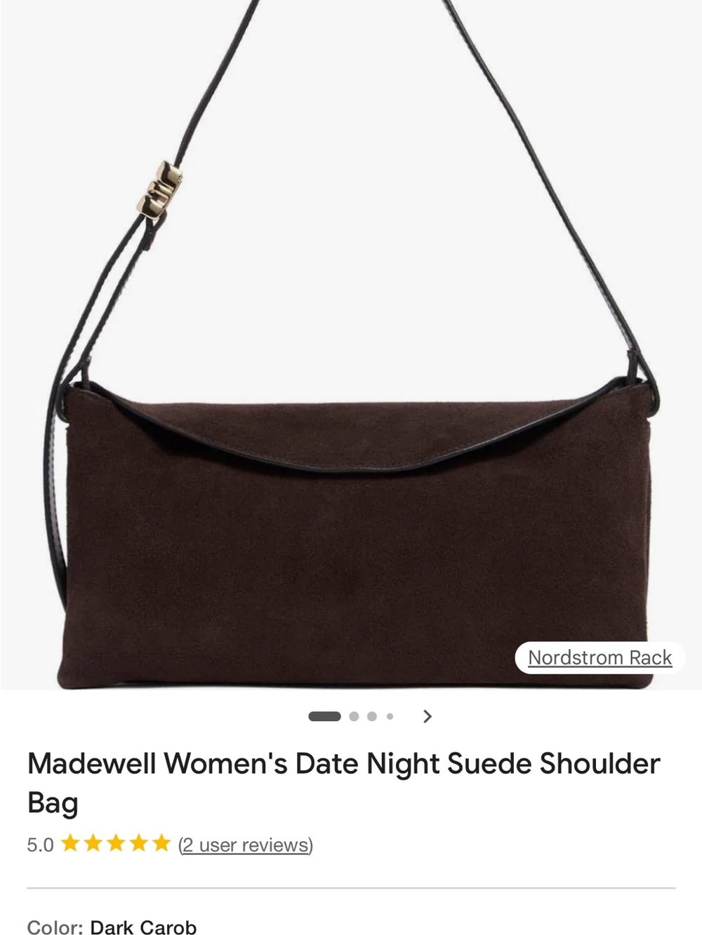Women’s Suede Shoulder Bag in Dark Brown - Picture 7 of 9